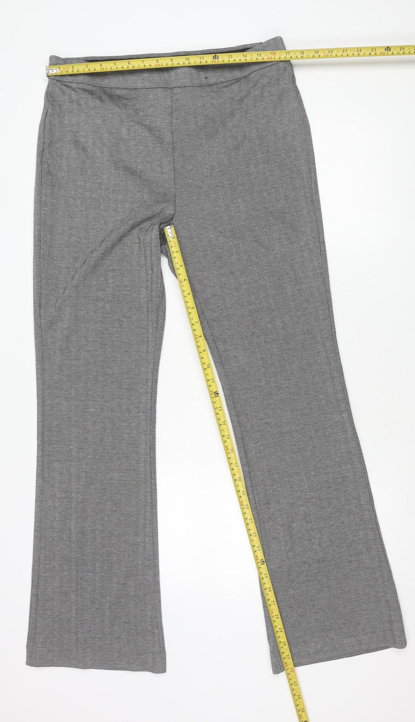 Marks and Spencer Women's Grey Herringbone Straight Trousers Size 16