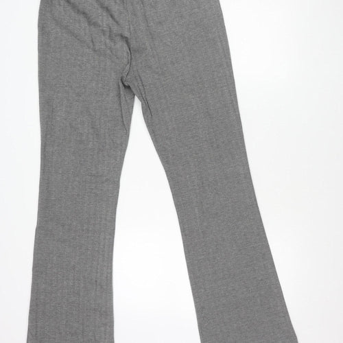 Marks and Spencer Women's Grey Herringbone Straight Trousers Size 16