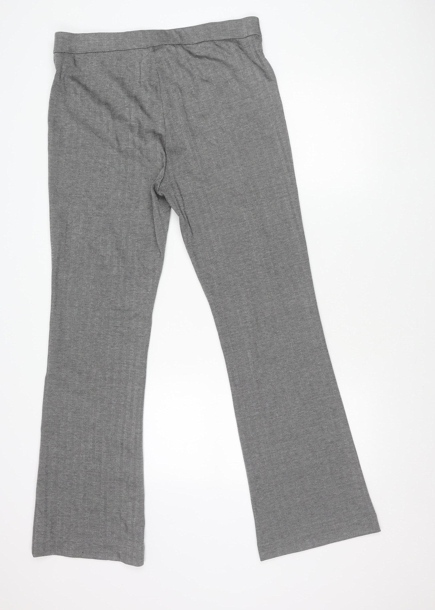 Marks and Spencer Women's Grey Herringbone Straight Trousers Size 16