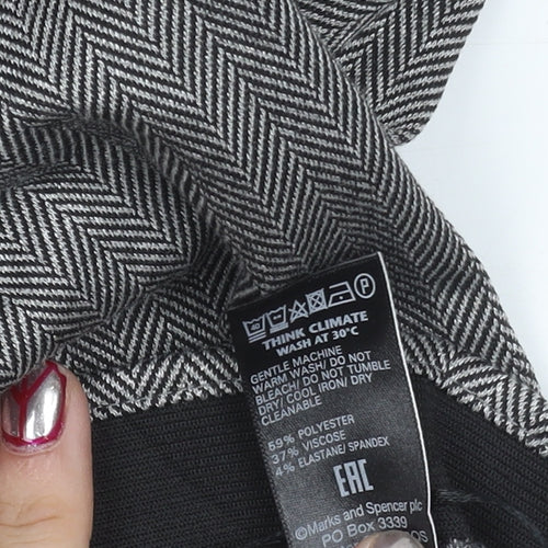 Marks and Spencer Women's Grey Herringbone Straight Trousers Size 16