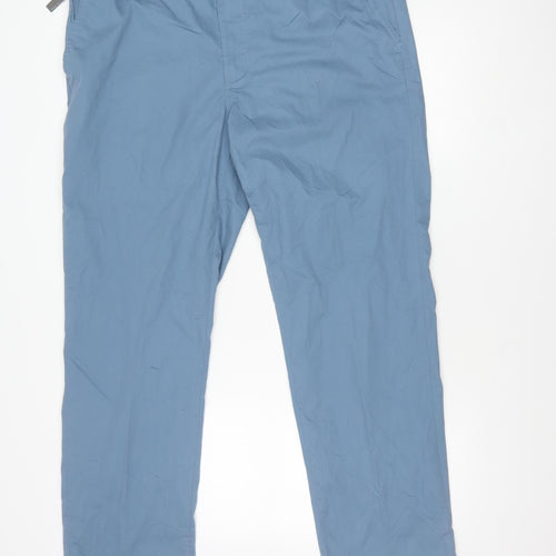 Marks and Spencer Blue Harbour Men's Blue Chino Trousers 40W 33L Regular Fit