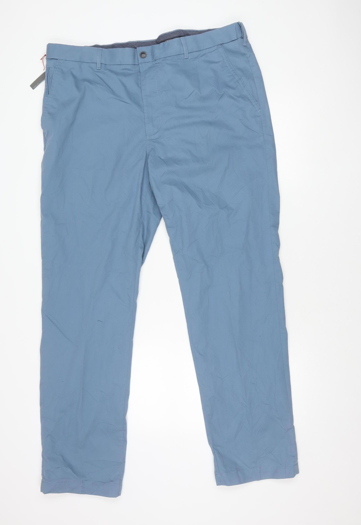 Marks and Spencer Blue Harbour Men's Blue Chino Trousers 40W 33L Regular Fit