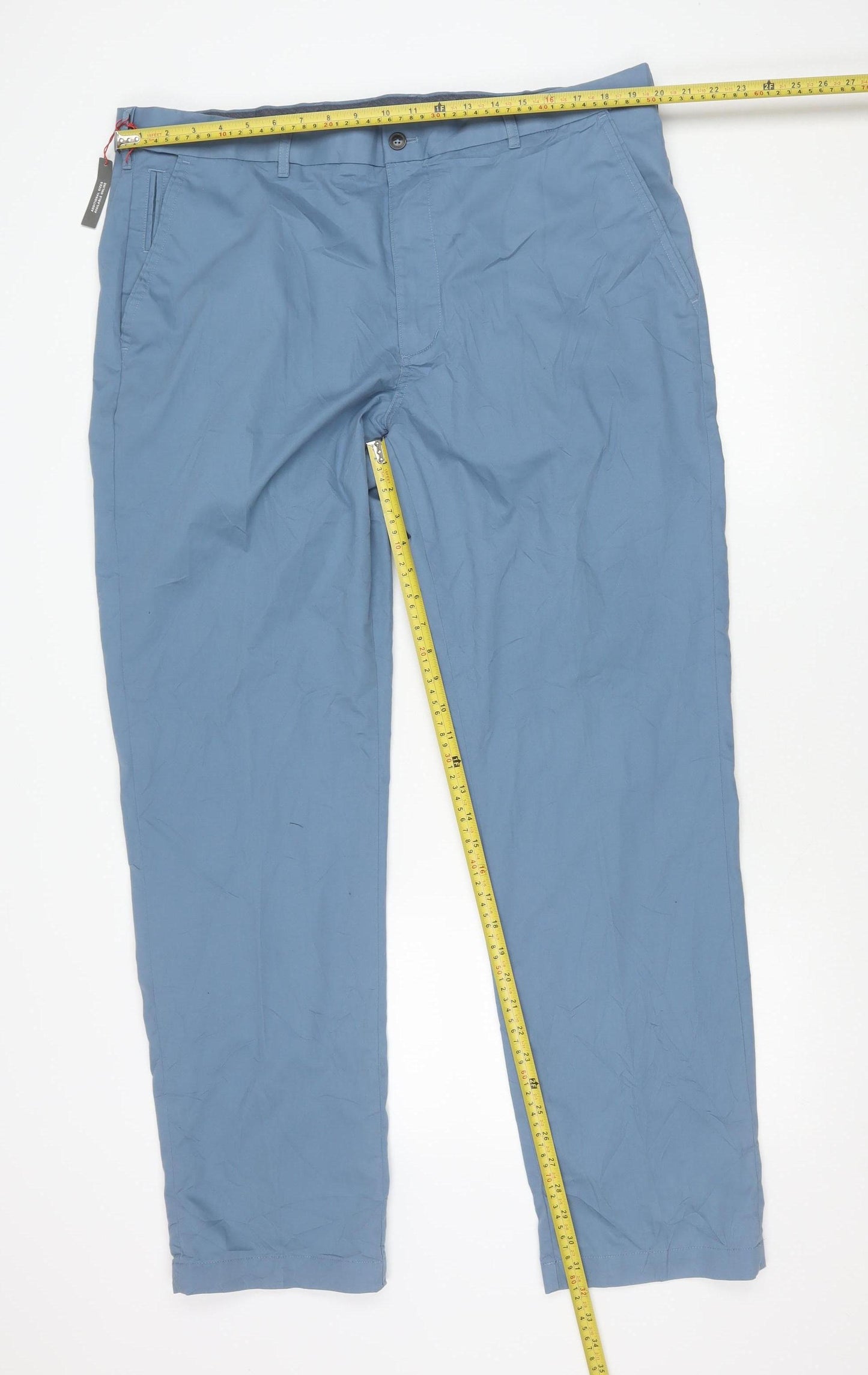 Marks and Spencer Blue Harbour Men's Blue Chino Trousers 40W 33L Regular Fit