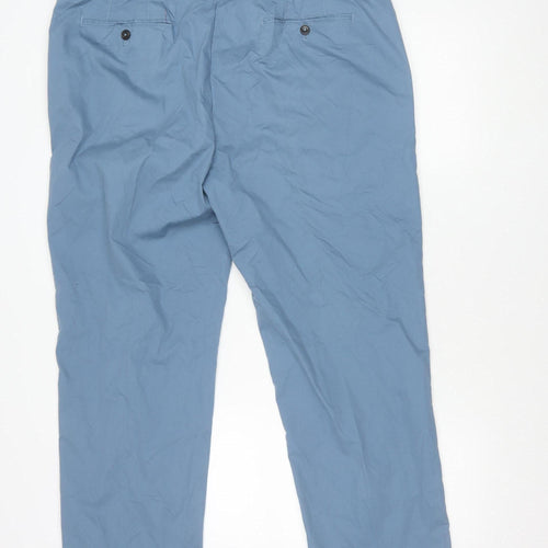 Marks and Spencer Blue Harbour Men's Blue Chino Trousers 40W 33L Regular Fit