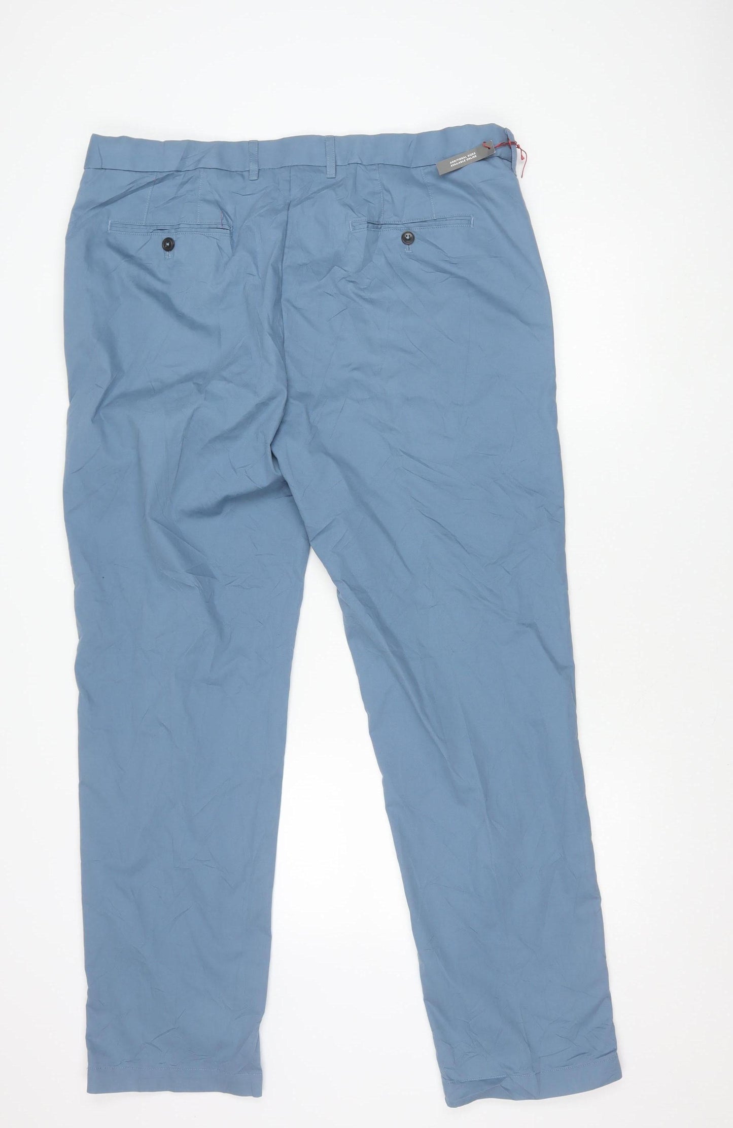 Marks and Spencer Blue Harbour Men's Blue Chino Trousers 40W 33L Regular Fit