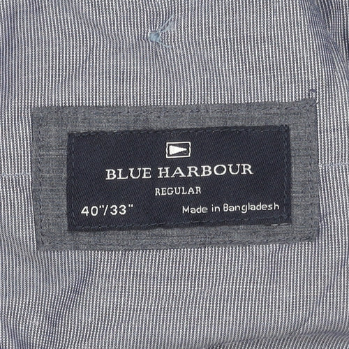 Marks and Spencer Blue Harbour Men's Blue Chino Trousers 40W 33L Regular Fit