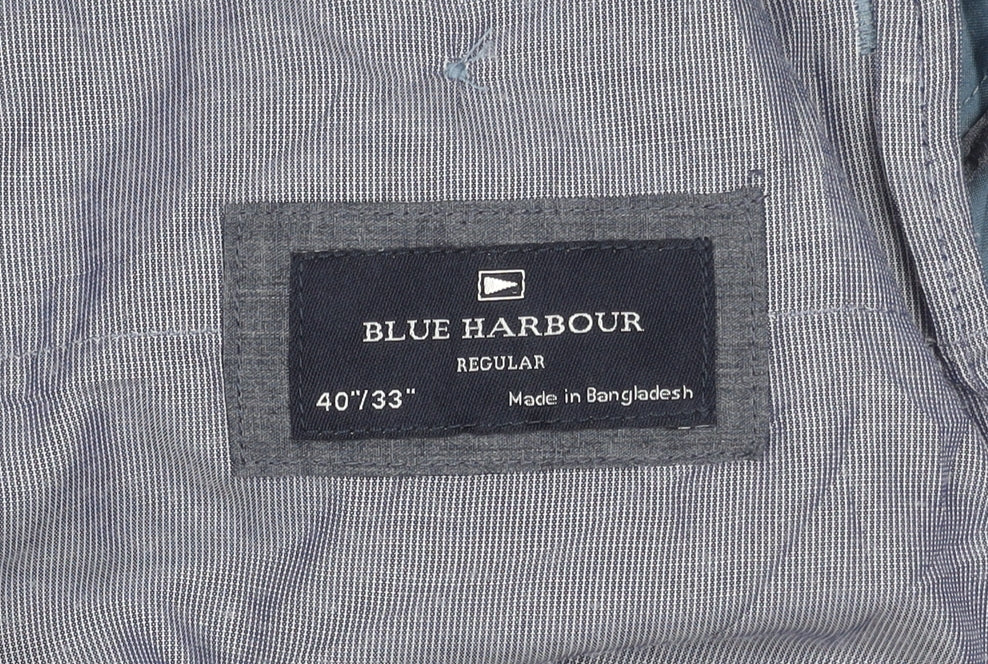 Marks and Spencer Blue Harbour Men's Blue Chino Trousers 40W 33L Regular Fit