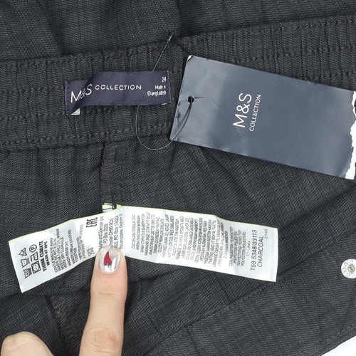 Marks and Spencer Men's Grey Check 24in Waist Straight Trousers
