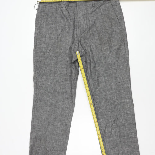 Marks and Spencer Mens Grey Check Dress Pants 36W 31L Regular Fit