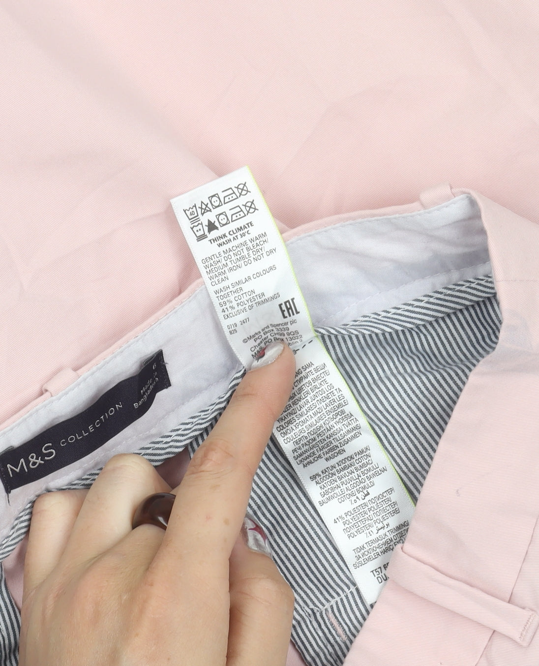 Marks and Spencer Women's Pink Chino Trousers Size 6 Straight Leg