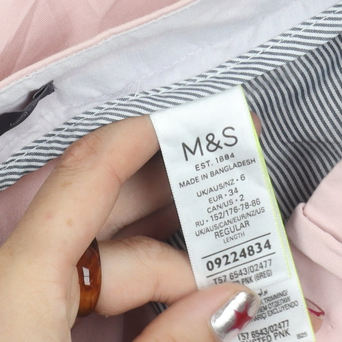 Marks and Spencer Women's Pink Chino Trousers Size 6 Straight Leg