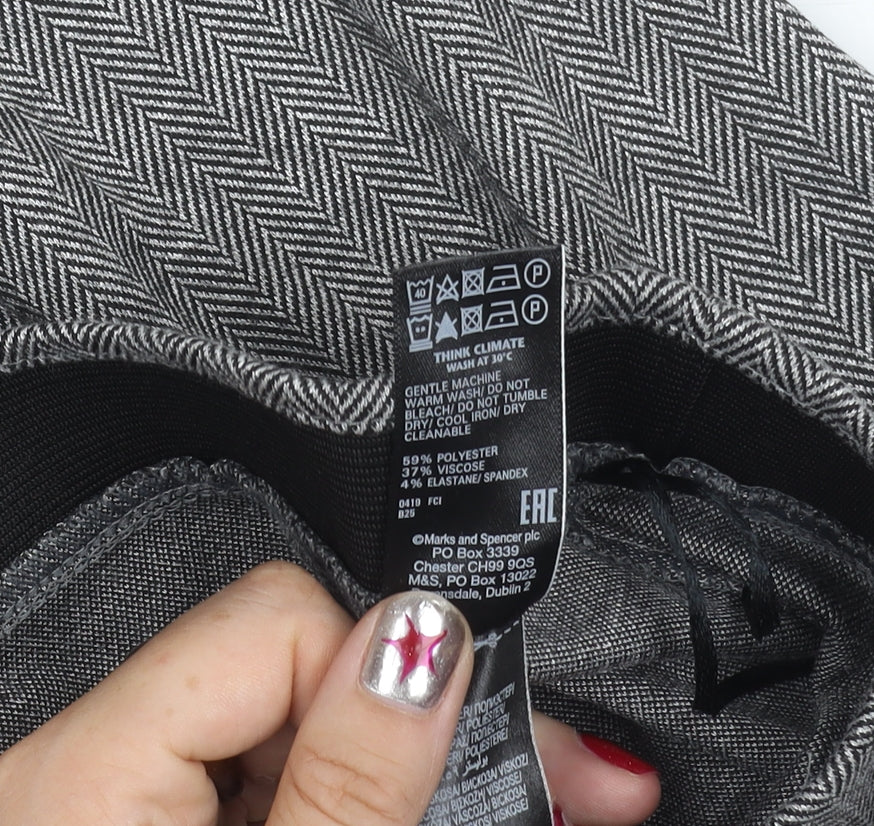 Marks and Spencer Women’s Grey Herringbone Straight Trousers Size 16