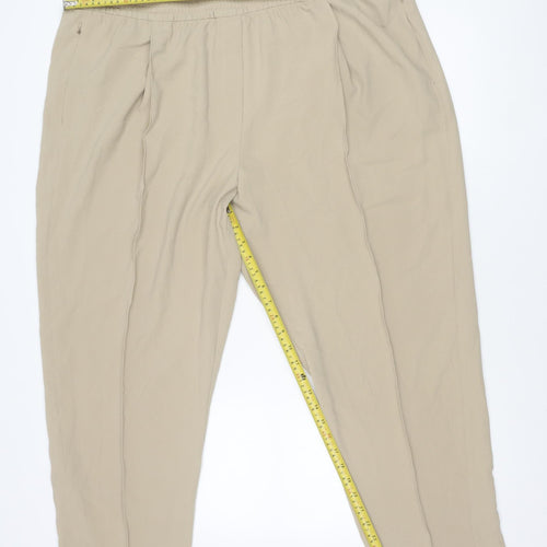 Marks and Spencer Women’s Beige Size 24 Regular Fit Elastic Waist Trousers