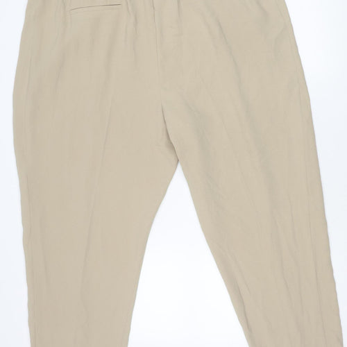 Marks and Spencer Women’s Beige Size 24 Regular Fit Elastic Waist Trousers