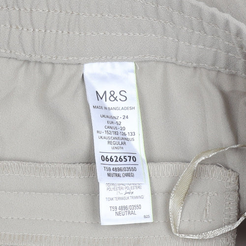Marks and Spencer Women’s Beige Size 24 Regular Fit Elastic Waist Trousers