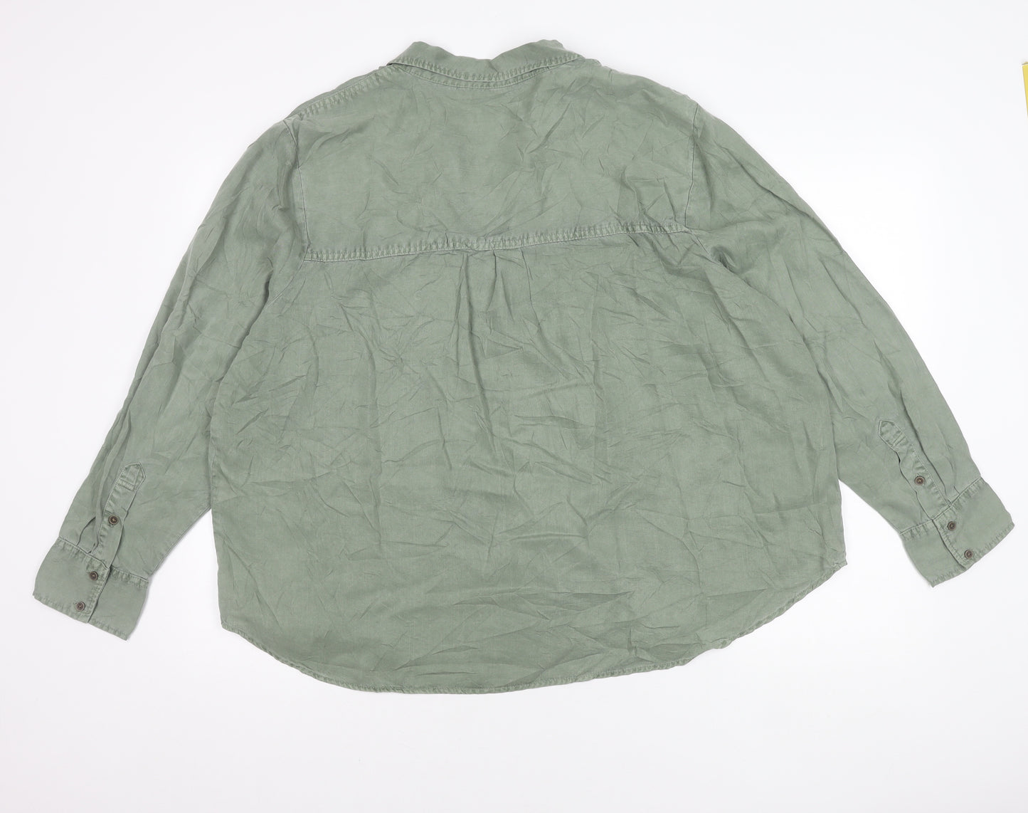 Marks and Spencer Women's Green Long Sleeve Button-Up Shirt Size 22