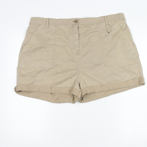 Marks and Spencer Women Beige Size 22 Chino Shorts Twill Pockets