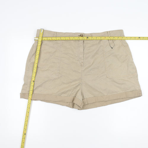 Marks and Spencer Women Beige Size 22 Chino Shorts Twill Pockets