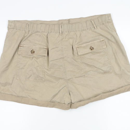 Marks and Spencer Women Beige Size 22 Chino Shorts Twill Pockets