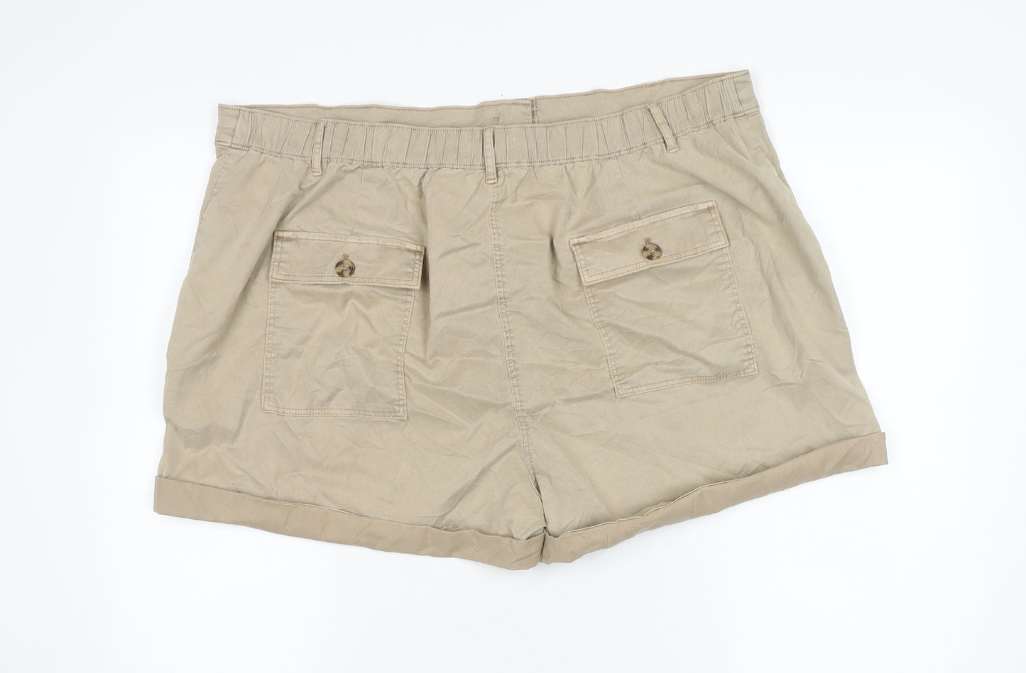 Marks and Spencer Women Beige Size 22 Chino Shorts Twill Pockets
