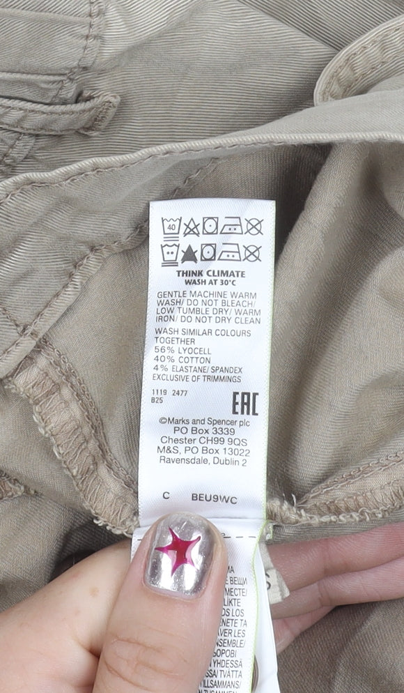 Marks and Spencer Women Beige Size 22 Chino Shorts Twill Pockets