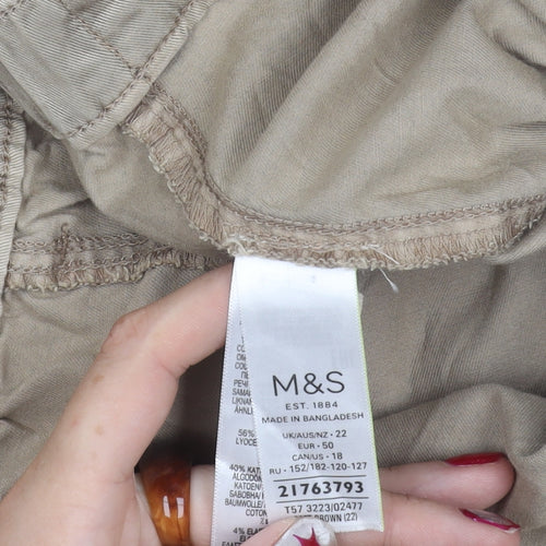 Marks and Spencer Women Beige Size 22 Chino Shorts Twill Pockets