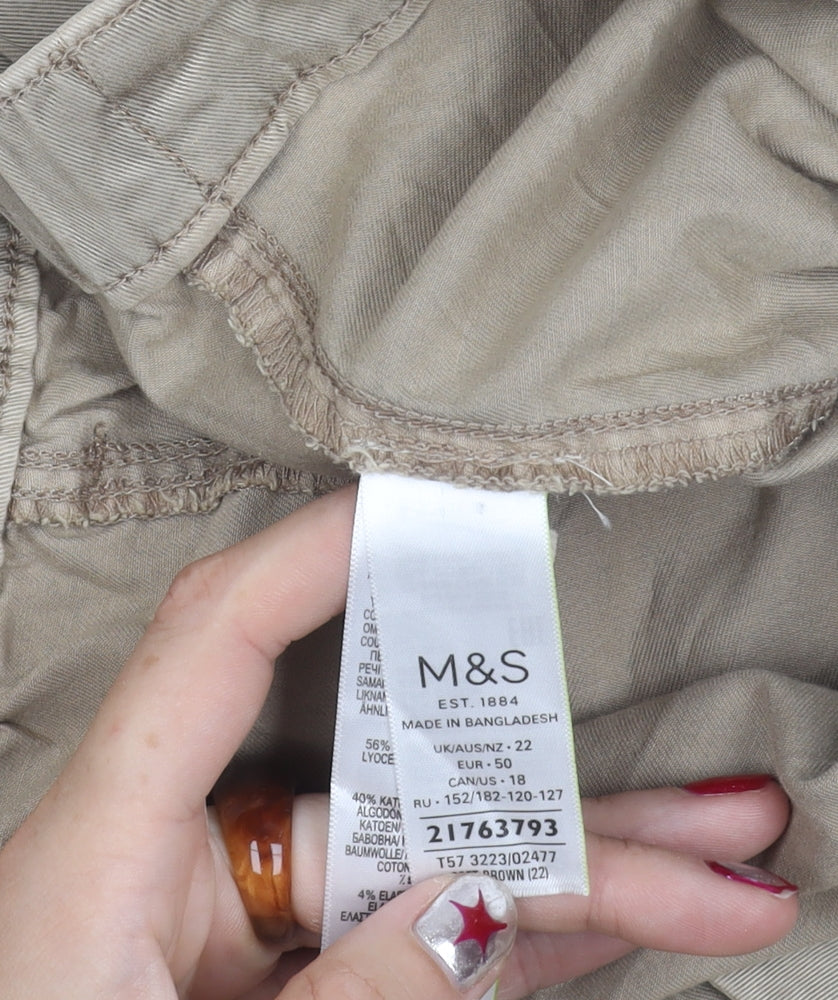 Marks and Spencer Women Beige Size 22 Chino Shorts Twill Pockets