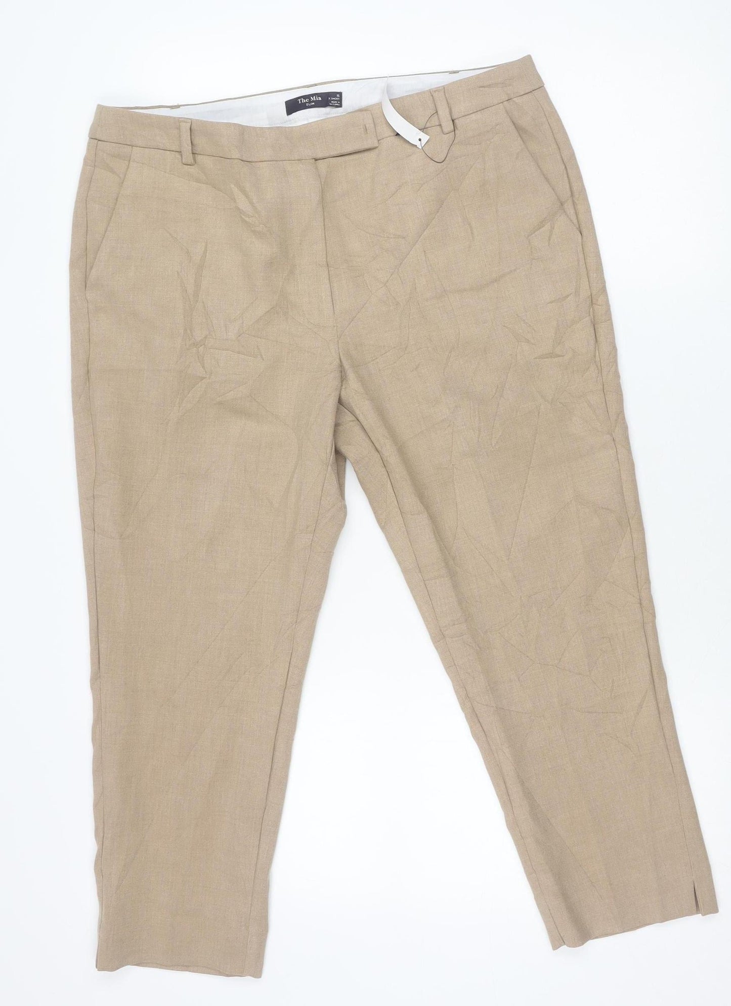 Marks and Spencer Women’s Beige Size 16 Straight Leg Trousers