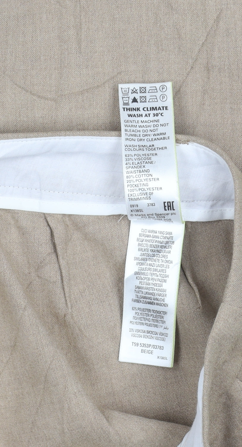 Marks and Spencer Women’s Beige Size 16 Straight Leg Trousers