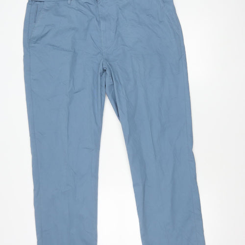 Marks and Spencer Men's Blue Chino Trousers 40W 33L Regular Fit