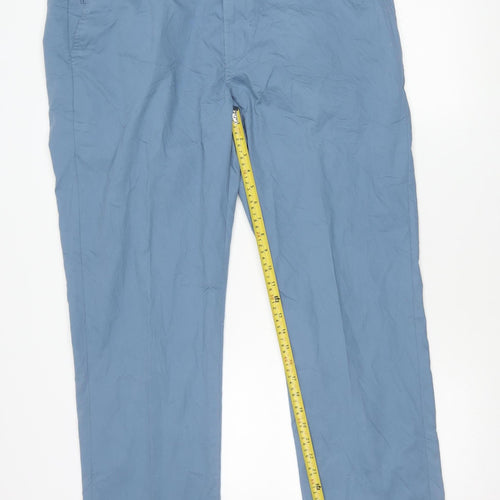 Marks and Spencer Men's Blue Chino Trousers 40W 33L Regular Fit