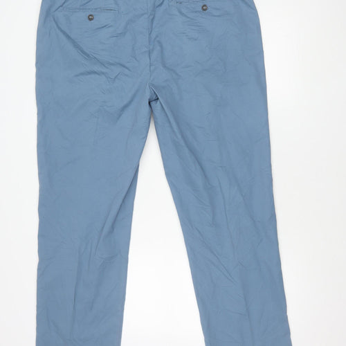 Marks and Spencer Men's Blue Chino Trousers 40W 33L Regular Fit