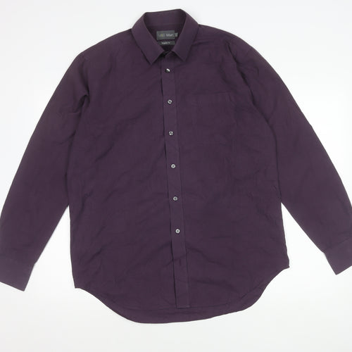 Marks and Spencer Men's Purple 16in Collar Regular Fit Woven Shirt