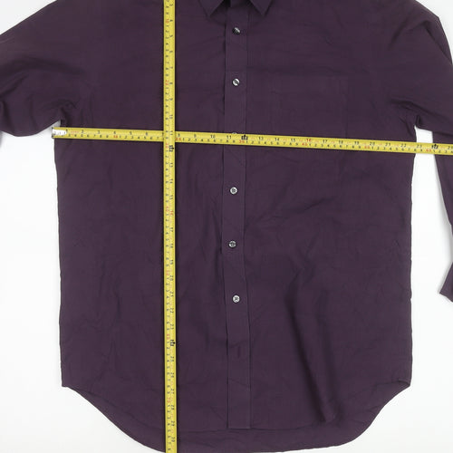 Marks and Spencer Men's Purple 16in Collar Regular Fit Woven Shirt
