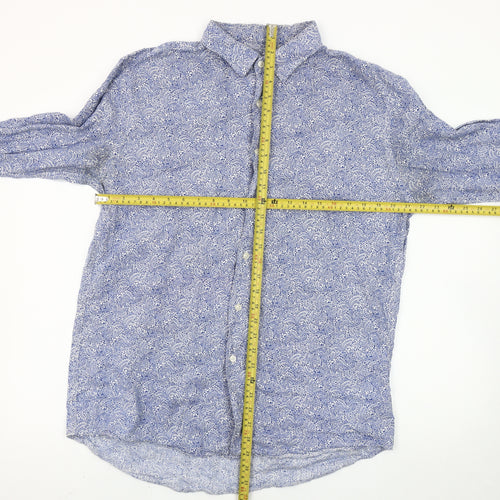 Uniqlo x Liberty London Men's Blue Linen Paisley Long Sleeve Shirt L