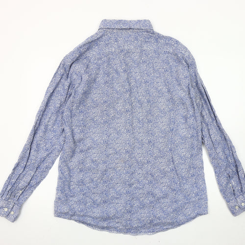 Uniqlo x Liberty London Men's Blue Linen Paisley Long Sleeve Shirt L