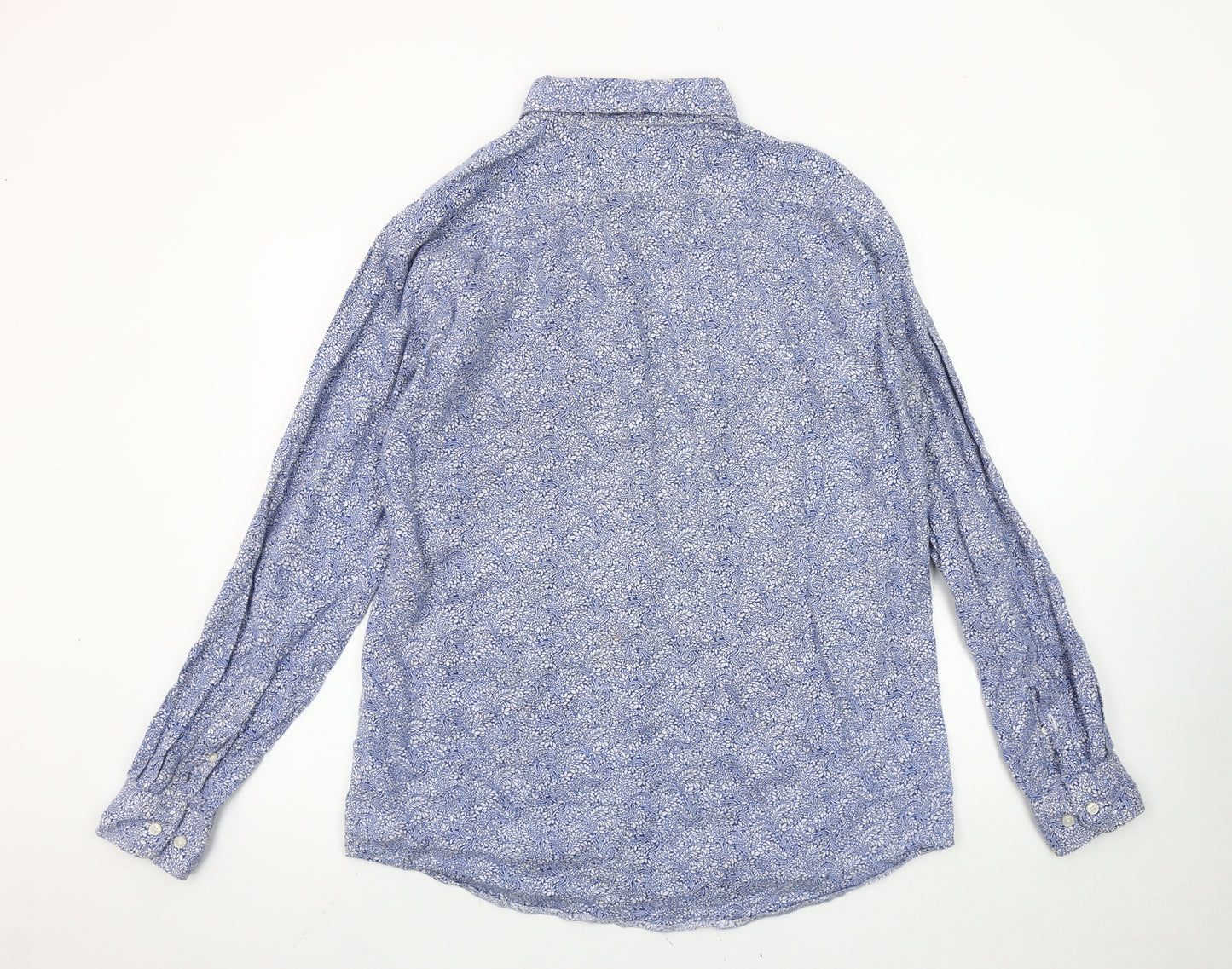 Uniqlo x Liberty London Men's Blue Linen Paisley Long Sleeve Shirt L