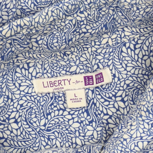Uniqlo x Liberty London Men's Blue Linen Paisley Long Sleeve Shirt L