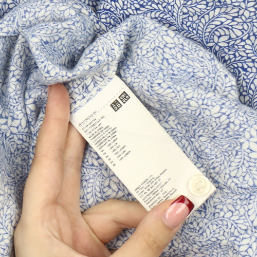Uniqlo x Liberty London Men's Blue Linen Paisley Long Sleeve Shirt L