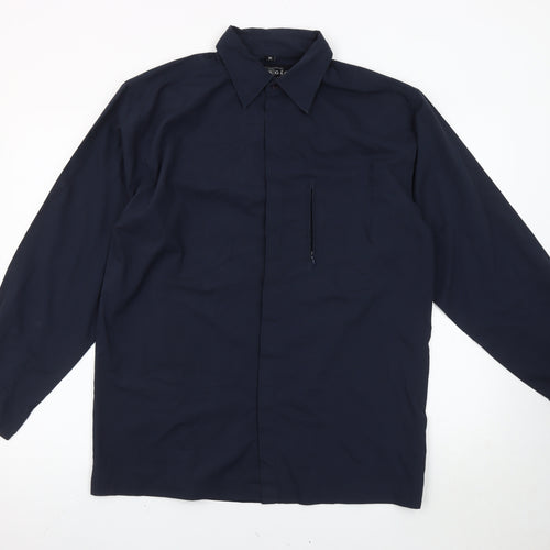 Giorgio Men's Blue M Long Sleeve Woven Cotton Button-Up Shirt