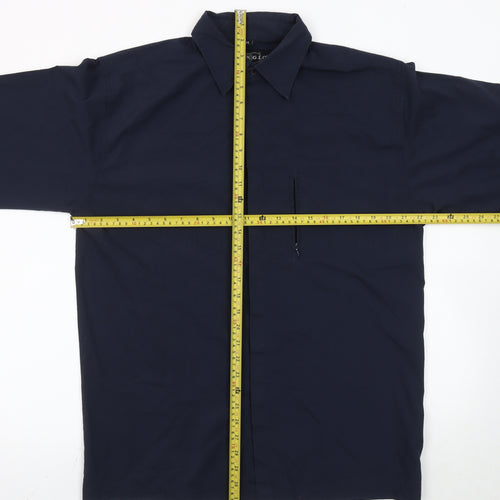 Giorgio Men's Blue M Long Sleeve Woven Cotton Button-Up Shirt