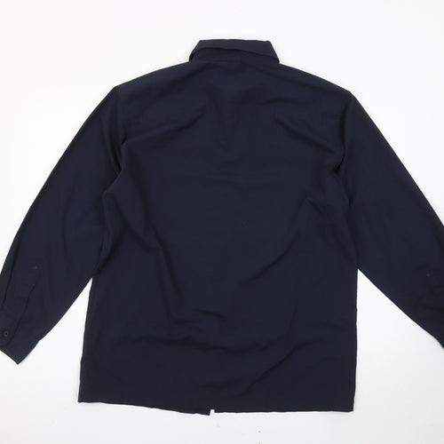 Giorgio Men's Blue M Long Sleeve Woven Cotton Button-Up Shirt