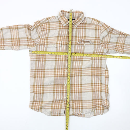 Gap Men's Beige Plaid Flannel Classic Fit Long Sleeve Shirt M
