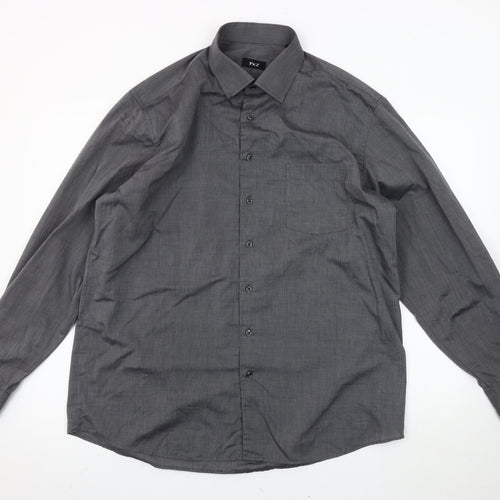 PkZ Men's Grey Long Sleeve Woven Button-Up Shirt Size 16.5 Regular