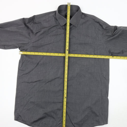 PkZ Men's Grey Long Sleeve Woven Button-Up Shirt Size 16.5 Regular