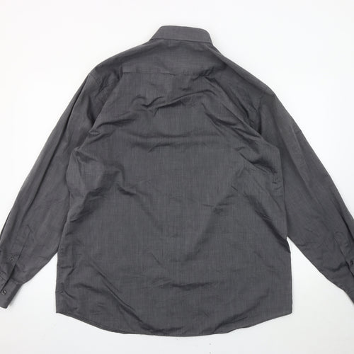 PkZ Men's Grey Long Sleeve Woven Button-Up Shirt Size 16.5 Regular