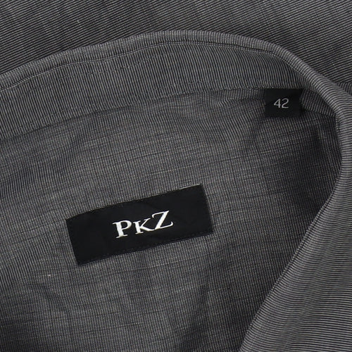 PkZ Men's Grey Long Sleeve Woven Button-Up Shirt Size 16.5 Regular