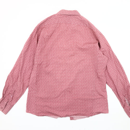 Thomas Pink Men's Pink Geometric Long Sleeve Cotton Button-Up Shirt 16