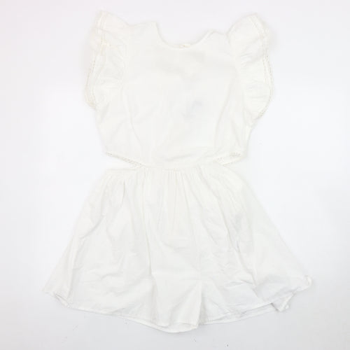 ASOS DESIGN Women’s White Flutter Sleeve Lace Playsuit UK 12 Summer