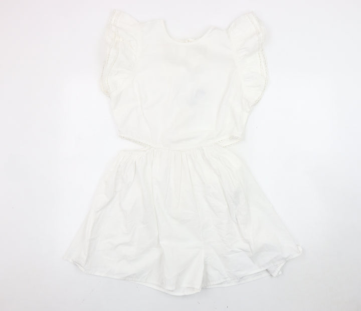ASOS DESIGN Women’s White Flutter Sleeve Lace Playsuit UK 12 Summer